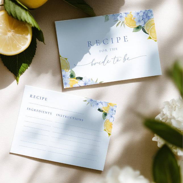 Lemon Theme Bridal Shower Recipe Request Enclosure Card (Creator Uploaded)