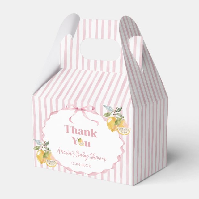 Lemon Theme Girl Baby Shower Favor Boxes (Front Side)