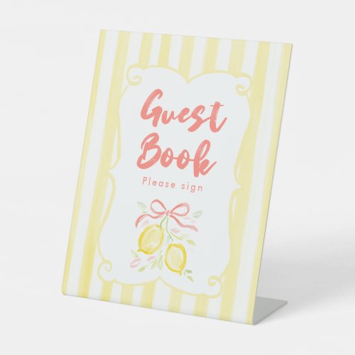 Lemon Theme Girl Baby Shower Guest Book Pedestal Sign