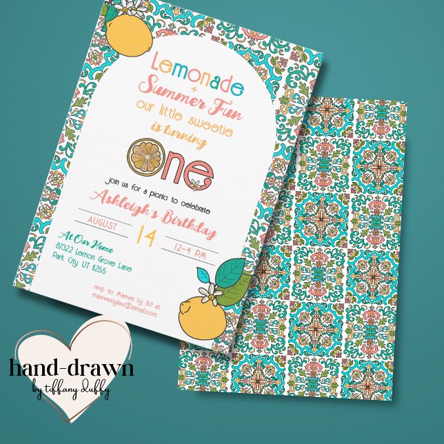 Lemon Theme Girls 1st Birthday Lemonade Party Invitation (Creator Uploaded)