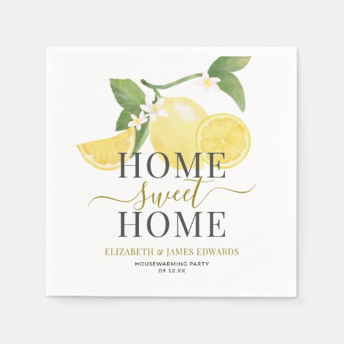Lemon Theme Home Sweet Home Housewarming Party Napkins