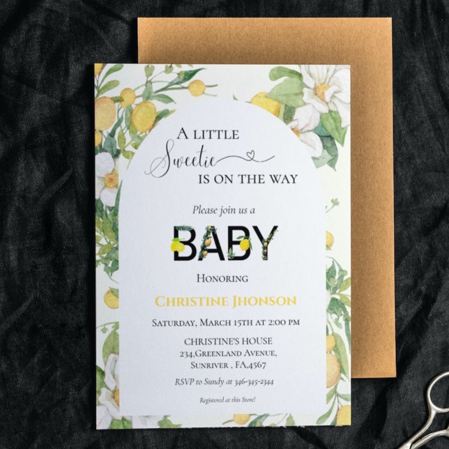 Lemon theme little sweetie baby shower invitation (Creator Uploaded)