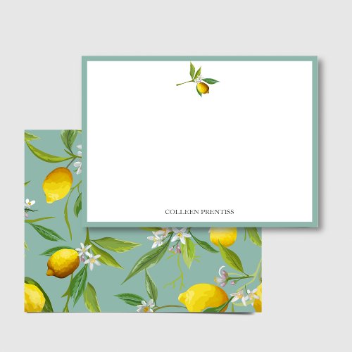 Lemon Theme Personalized Flat Note Card