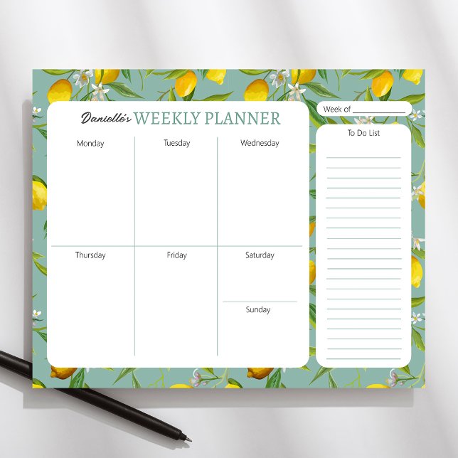 Lemon Theme Personalized Weekly Planner Pad (Creator Uploaded)