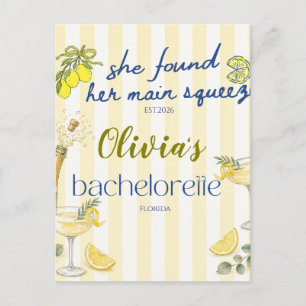 lemon theme she found her main squeeze yellow postcard
