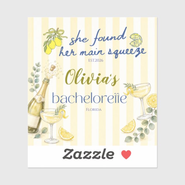 lemon theme she found her main squeeze yellow  sticker (Sheet)