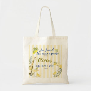 lemon theme she found her main squeeze yellow  tote bag