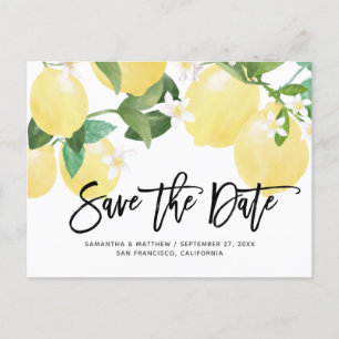 Lemon Theme Summer Wedding Save The Date Postcard