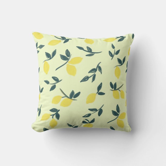 Lemon Theme Throw Pillow (Front)