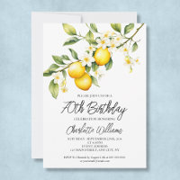 Lemon Theme Watercolor 70th Birthday Party
