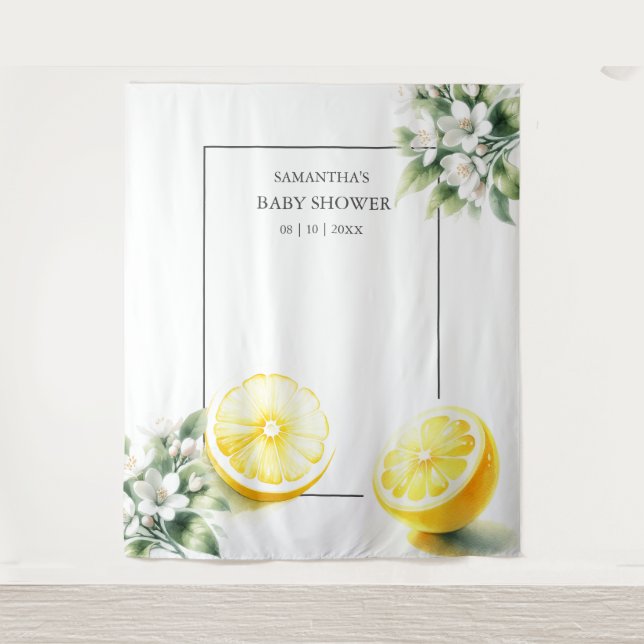 Lemon Themed Baby Shower Photo Backdrop (Front)