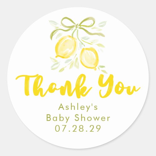 Lemon Themed Baby Shower Thank You Favors Classic Round Sticker