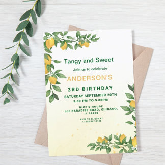 Lemon Themed Birthday Invitation - Party Invite