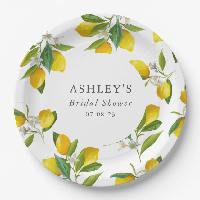 Lemon themed Bridal shower  Paper Plates (Front)