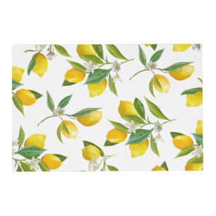 Lemon themed bridal shower party table placemat