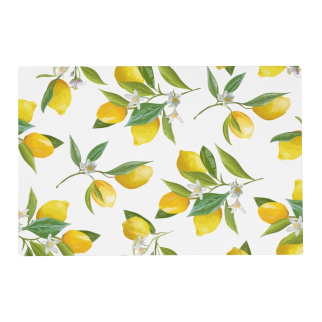 Lemon themed bridal shower party table placemat (Front)