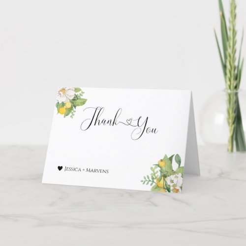 Lemon themed bridal shower thank you cards