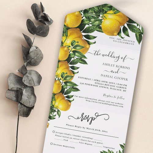 Lemon Themed Citrusy Wedding All In One Invitation
