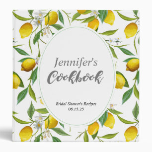 Lemon themed Cookbook, personalized, Recipe Binder