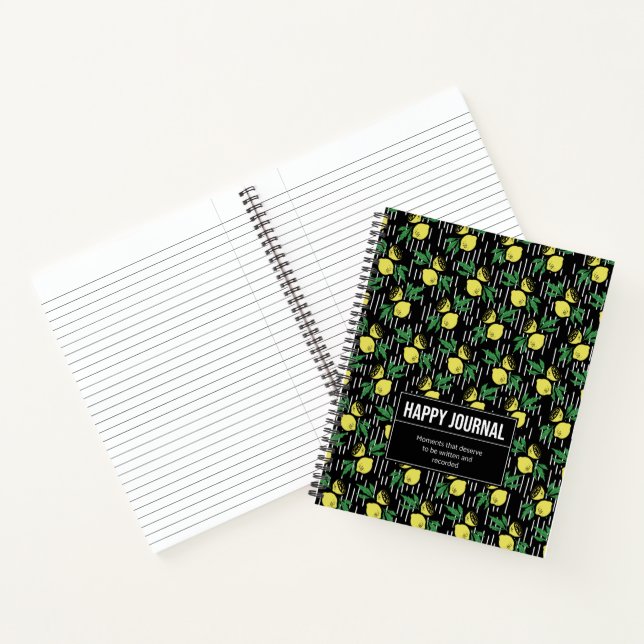 Lemon-Themed "Happy Journal" Fruits & Positivity Notebook (Inside)