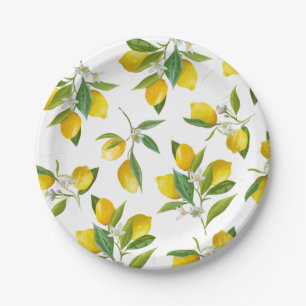 Lemon themed party paper plates