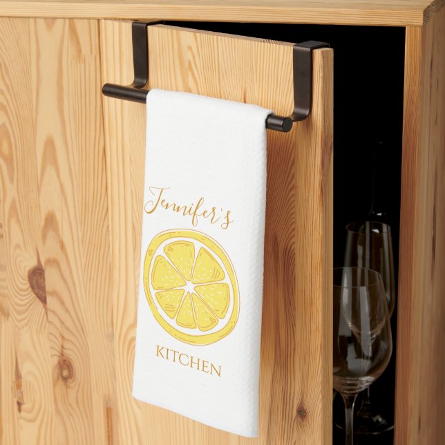 Lemon Themed Personalized Kitchen Towel (Thirds Fold)