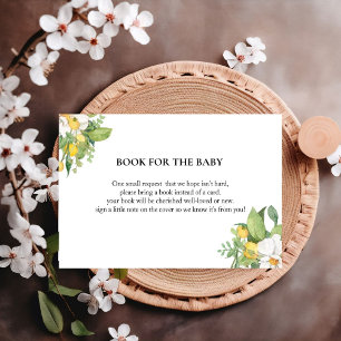 Lemon themed shower game book for baby request enclosure card