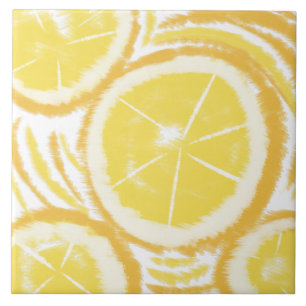 Lemon Tie Dye Abstract Ceramic Tile