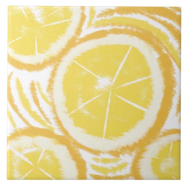 Lemon Tie Dye Abstract Ceramic Tile (Front)