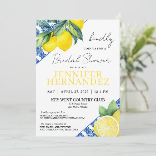 Lemon Tile Bridal Shower  Invitation