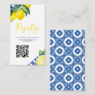 Lemon Tile Bridal Shower Registry QR Enclosure Card