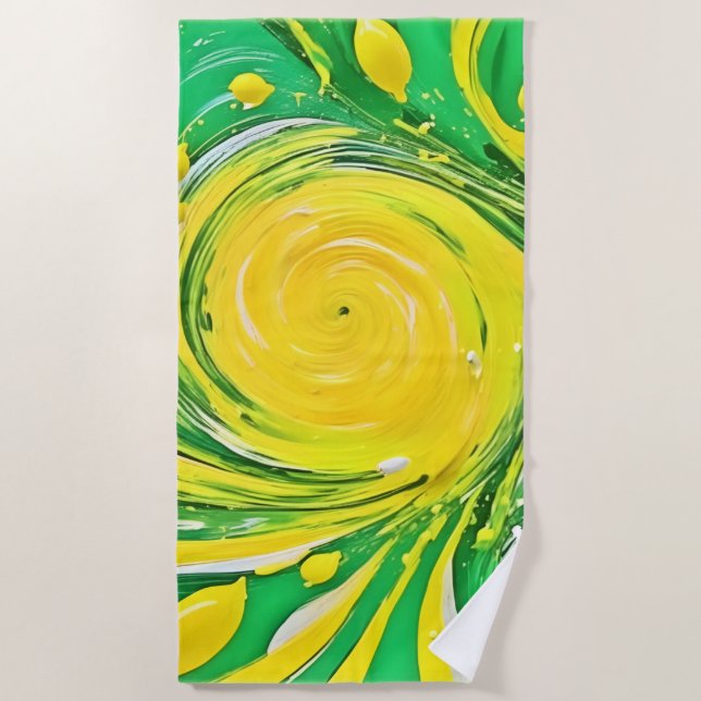 Lemon Tornado Design Beach Towel (Front)