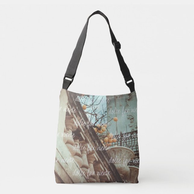 Lemon Tree and Old buildings Crossbody Bag (Front)