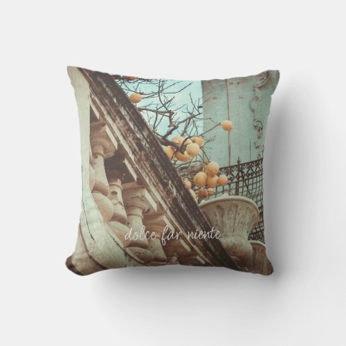 Lemon Tree and Old buildings Throw Pillow