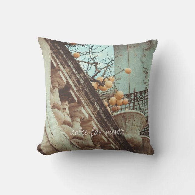 Lemon Tree and Old buildings Throw Pillow (Front)