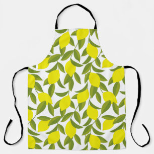 Lemon Tree Art: Yellow Citrus Seamless Pattern Apron