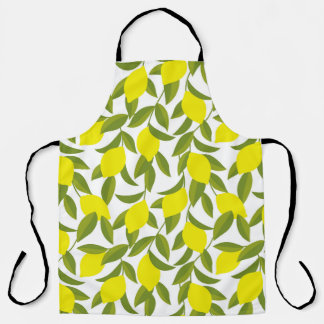 Lemon Tree Art: Yellow Citrus Seamless Pattern Apron