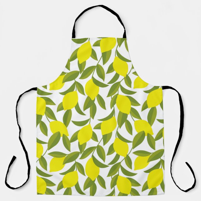 Lemon Tree Art: Yellow Citrus Seamless Pattern Apron (Front)