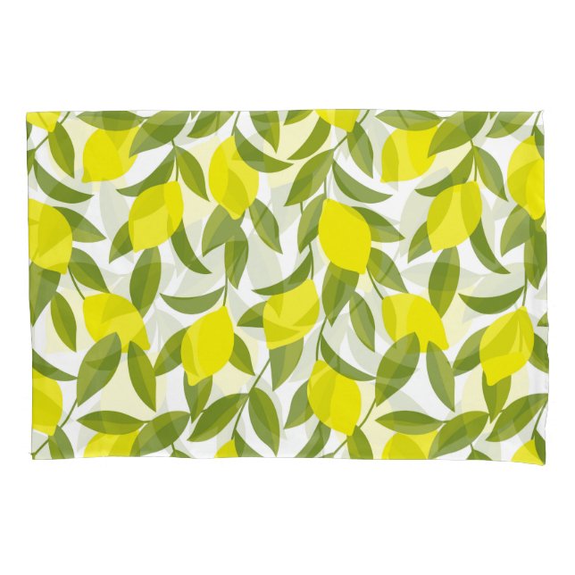 Lemon Tree Art: Yellow Citrus Seamless Pattern Pillow Case (Front)