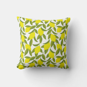 Lemon Tree Art: Yellow Citrus Seamless Pattern Throw Pillow