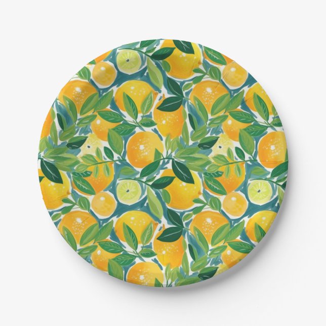 Lemon Tree Artisan Fresh Colorful Fun Paper Plates (Front)