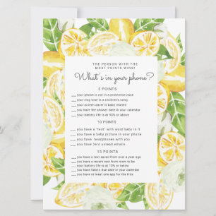 lemon tree Baby Shower phone game card
