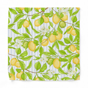 Lemon Tree Branch: Striped Seamless Pattern Bandana