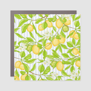 Lemon Tree Branch: Striped Seamless Pattern Car Magnet