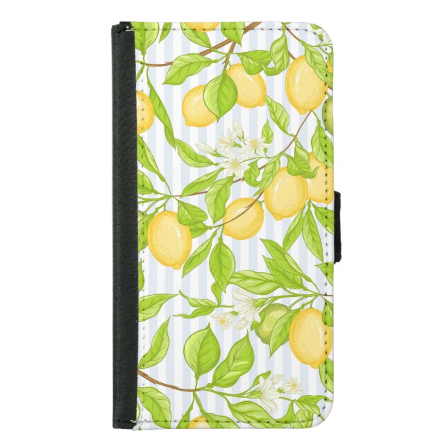 Lemon Tree Branch: Striped Seamless Pattern Samsung Galaxy Wallet Case (Front)