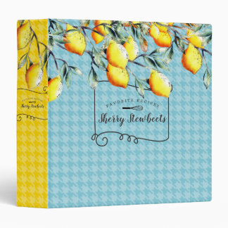 Lemon tree branches personalized cookbook recipe 3 ring binder