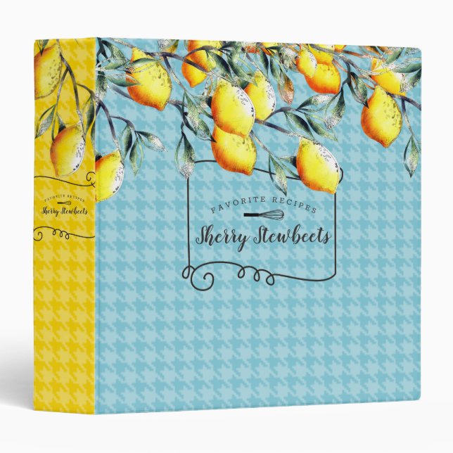 Lemon tree branches personalized cookbook recipe 3 ring binder (Front/Spine)