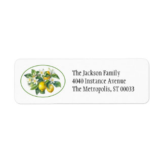 Lemon Tree Branches Watercolor Label
