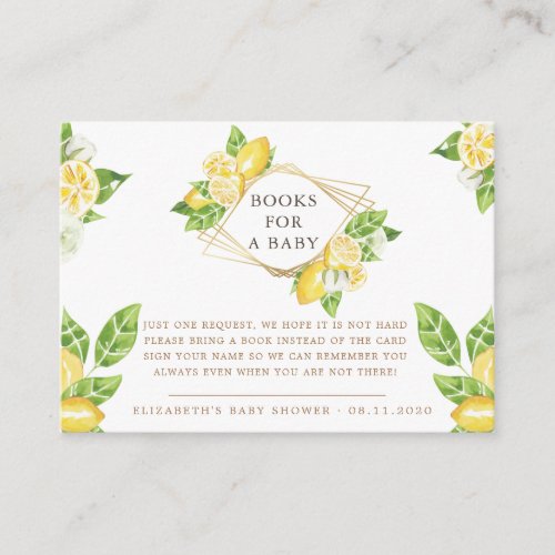 lemon tree citrus diaper raffle enclosure card