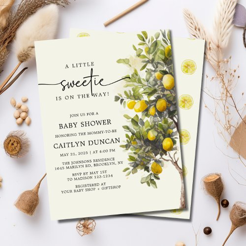 Lemon Tree Citrus Fruit Botanical Baby Shower Invitation